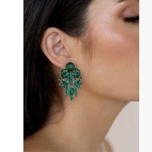 Green Crystal Chandelier Statement Earrings